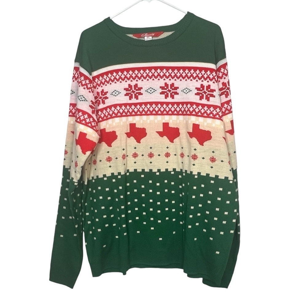 Shinesty Ugly Christmas Sweater TEXAS Unisex Adult Size XL Green Holiday Party